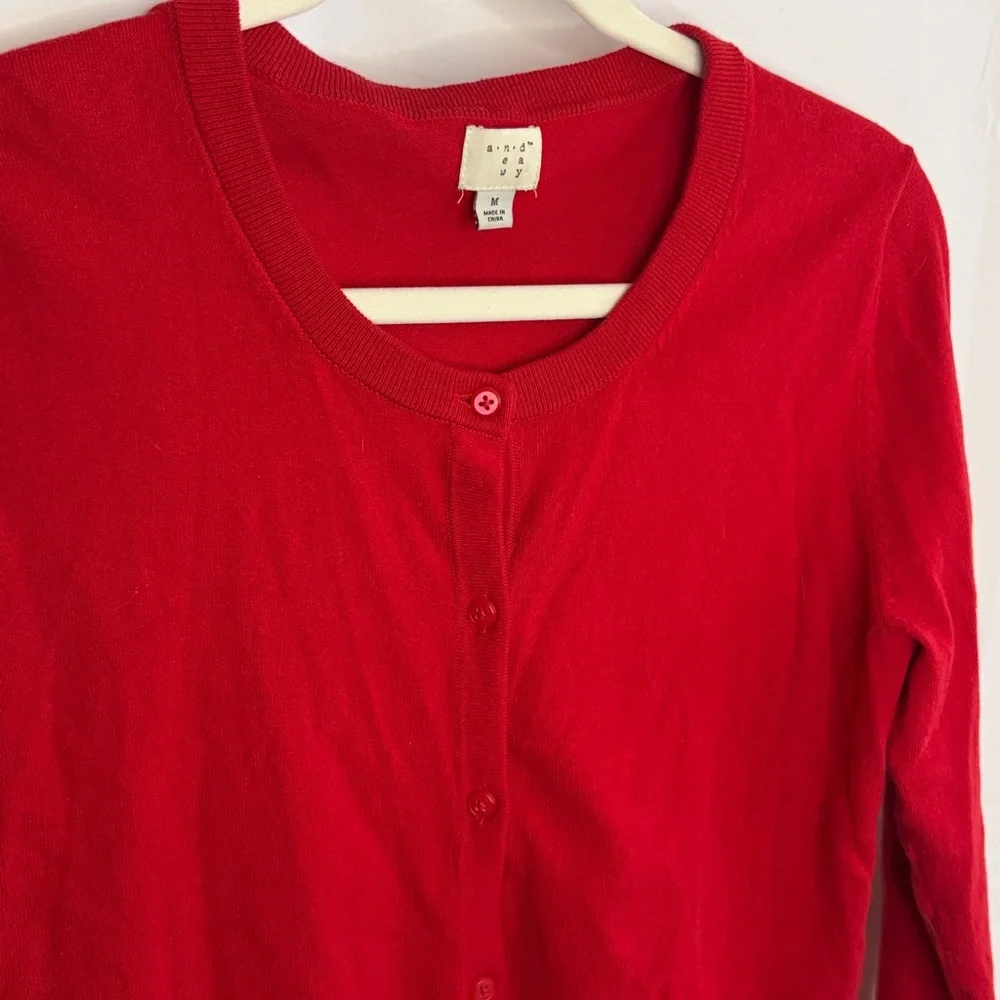 a new day Cotton Blend Women's Red Cardigan Sweater - Medium - Picture 2 of 5